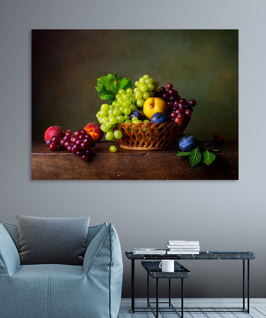 Basket of fruit on a table