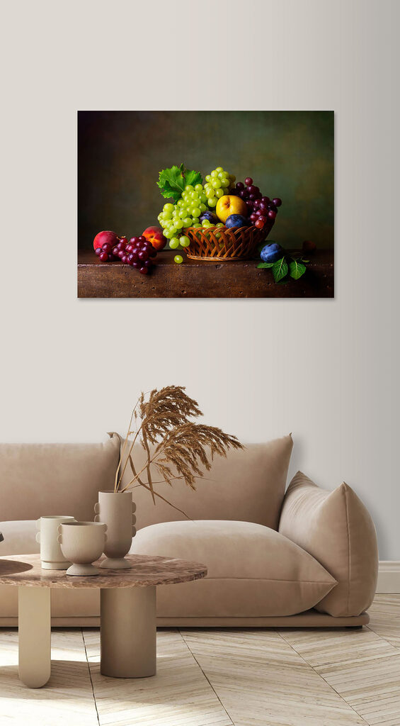 Basket of fruit on a table