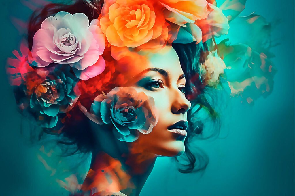 Woman with flowers in her hair