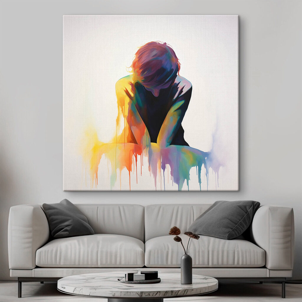 Person with their head down