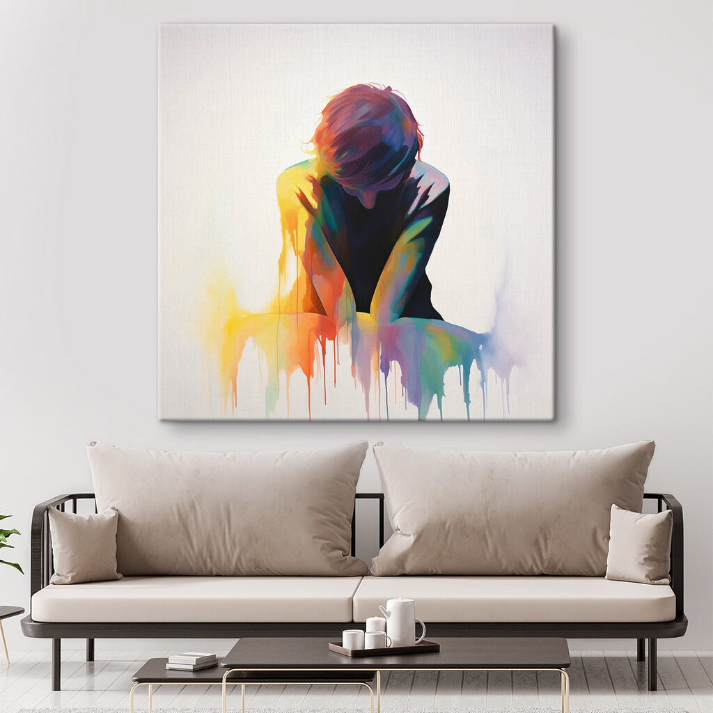 Person with their head down
