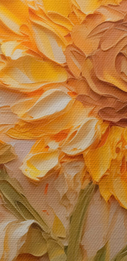 Painting of sunflowers on a white surface Painting of sunflowers on a white surface