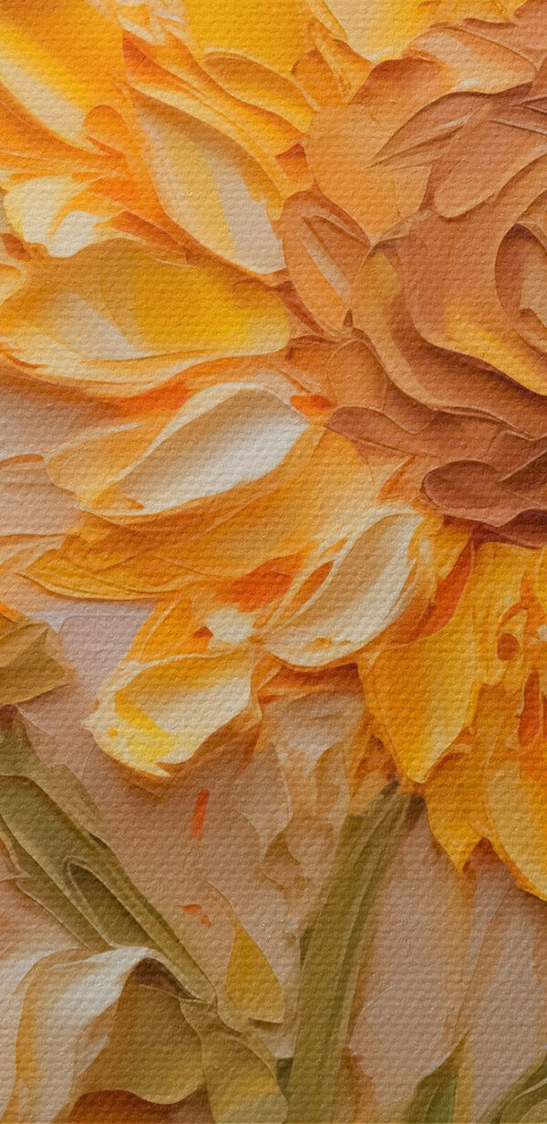 Painting of sunflowers on a white surface Painting of sunflowers on a white surface