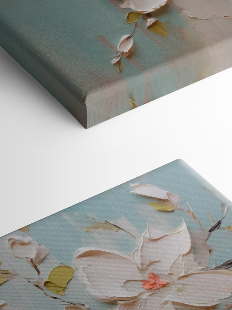 Painting of flowers on a blue background Painting of flowers on a blue background