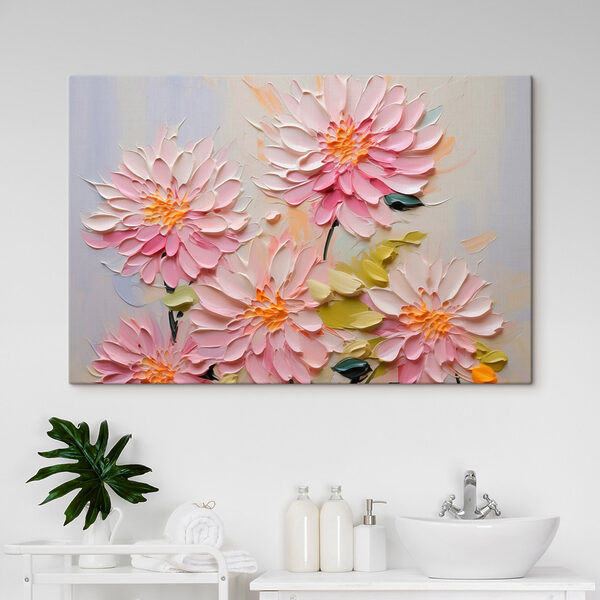 Painting of flowers on a white surface Painting of flowers on a white surface