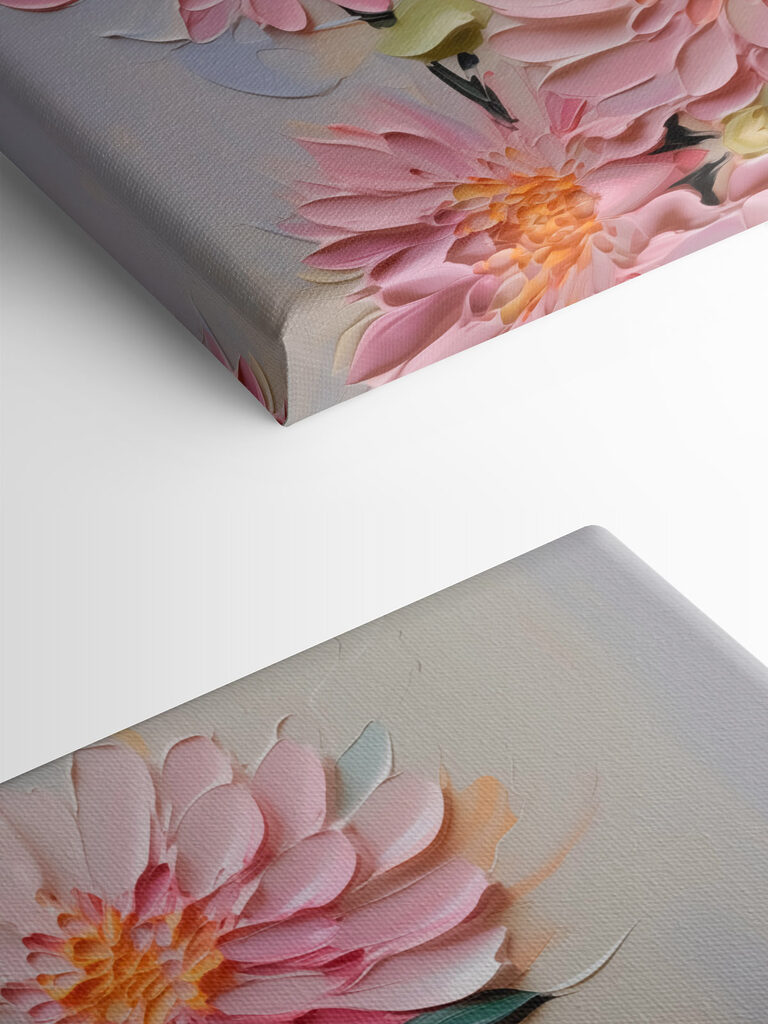 Painting of flowers on a white surface Painting of flowers on a white surface