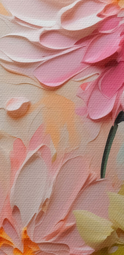 Painting of flowers on a white surface Painting of flowers on a white surface
