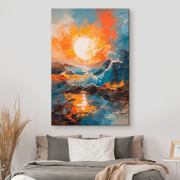 Painting of a sunset over a sea Painting of a sunset over a sea