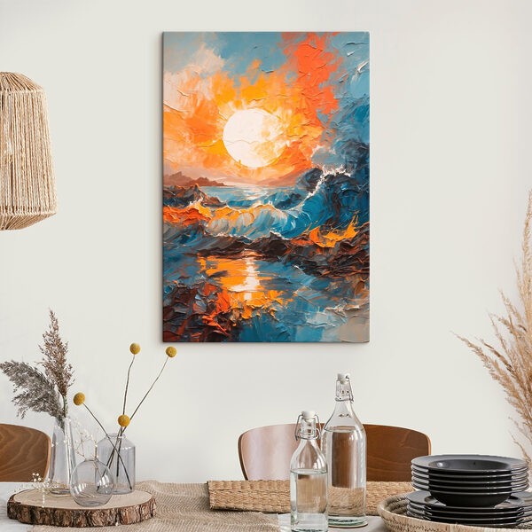 Painting of a sunset over a sea Painting of a sunset over a sea