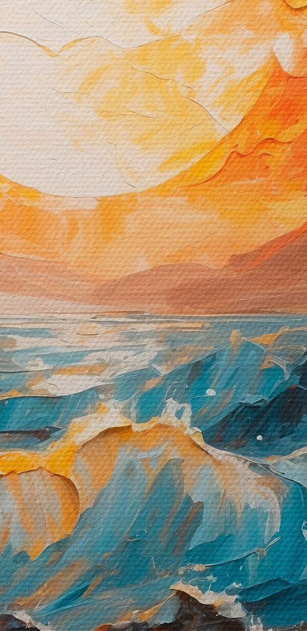 Painting of a sunset over a sea Painting of a sunset over a sea