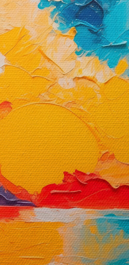 Painting of a sunset over water