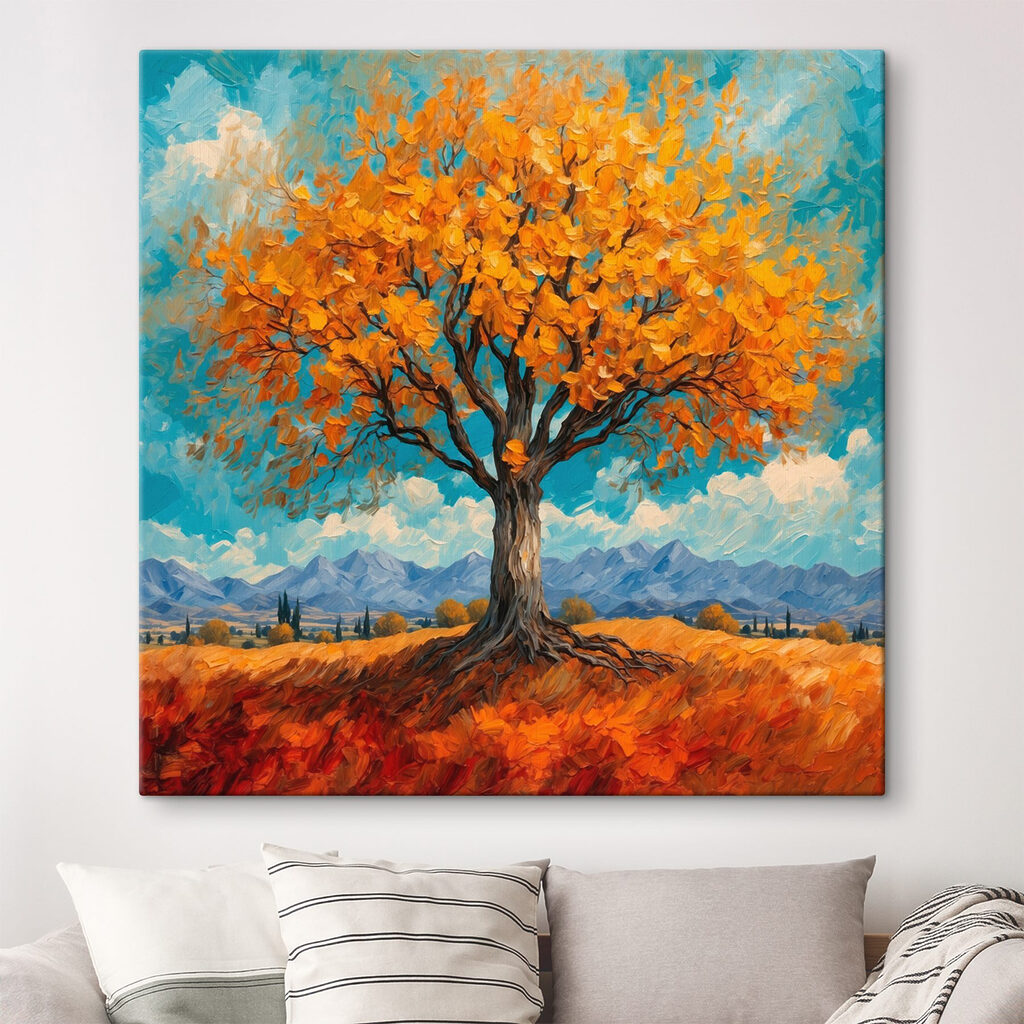 Painting of a tree with yellow leaves