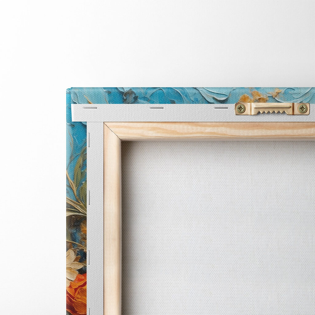 Painting of flowers on a blue surface Painting of flowers on a blue surface