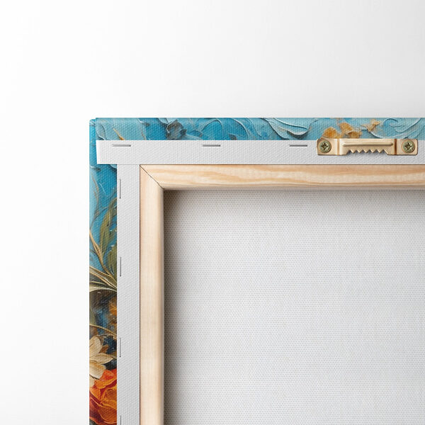 Painting of flowers on a blue surface Painting of flowers on a blue surface