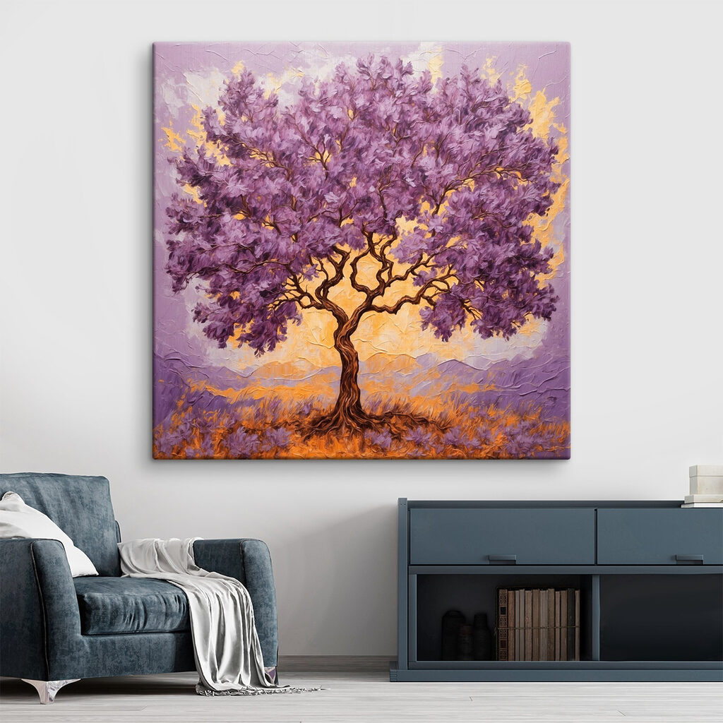 Painting of a tree with purple leaves Painting of a tree with purple leaves