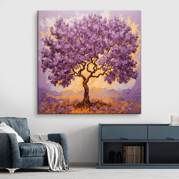 Painting of a tree with purple leaves Painting of a tree with purple leaves