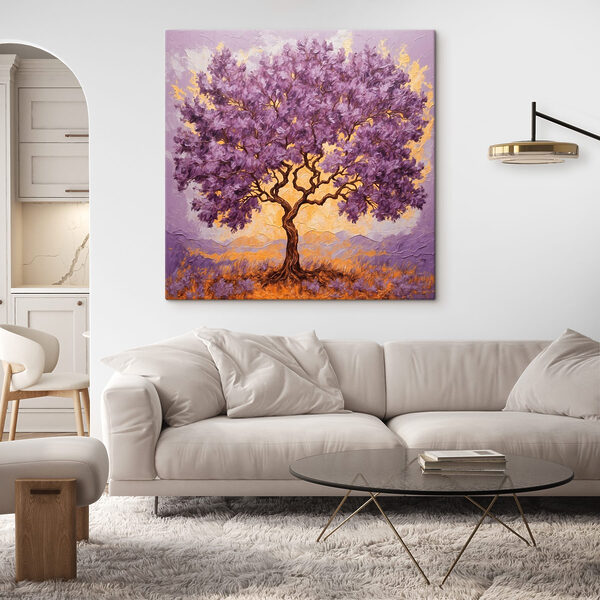 Painting of a tree with purple leaves Painting of a tree with purple leaves