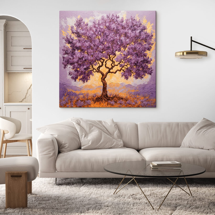 Painting of a tree with purple leaves Painting of a tree with purple leaves