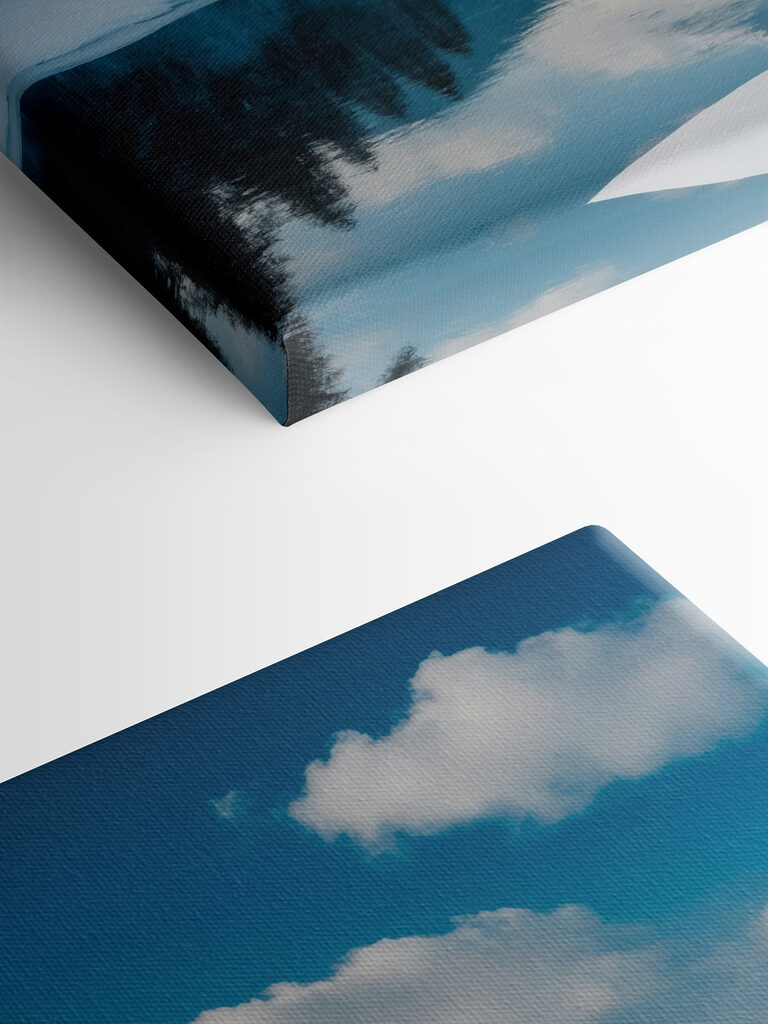 Lake with snow and trees in the background