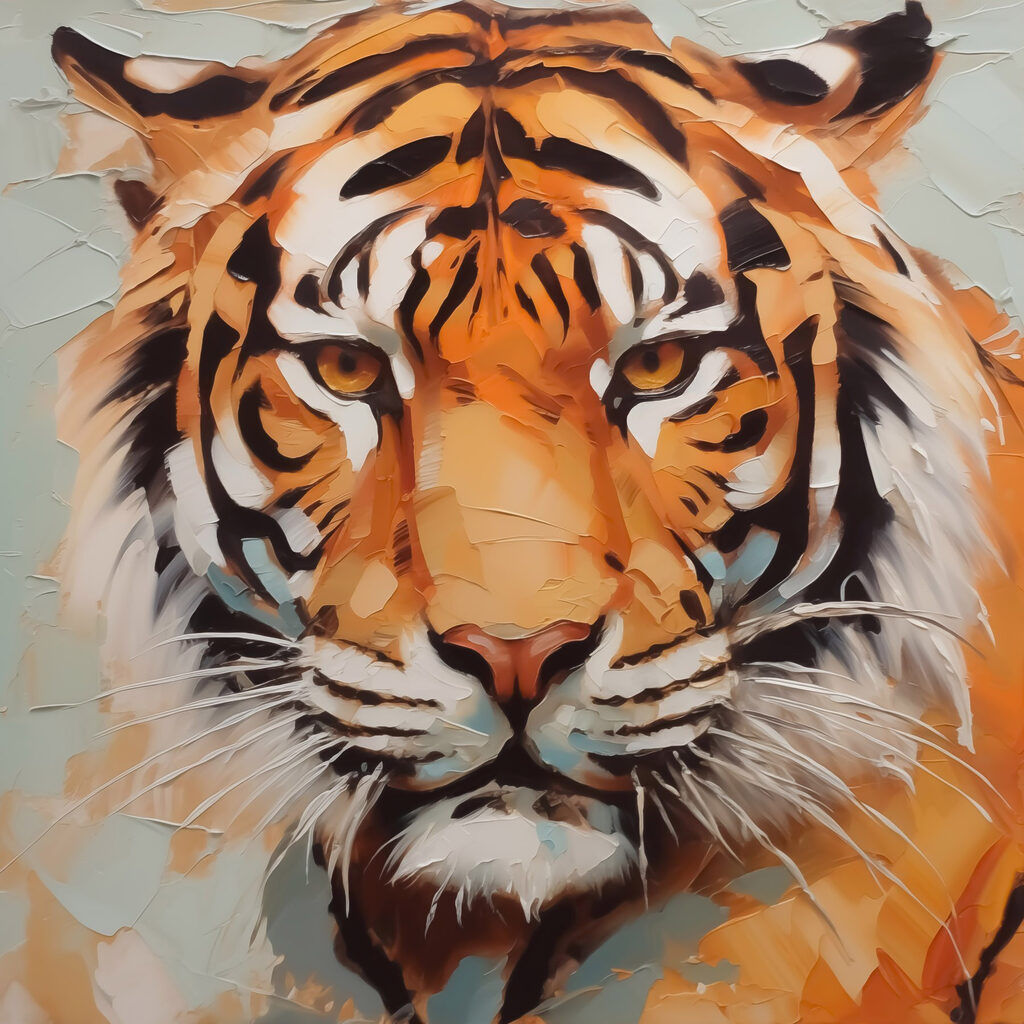 Tiger with a broken glass