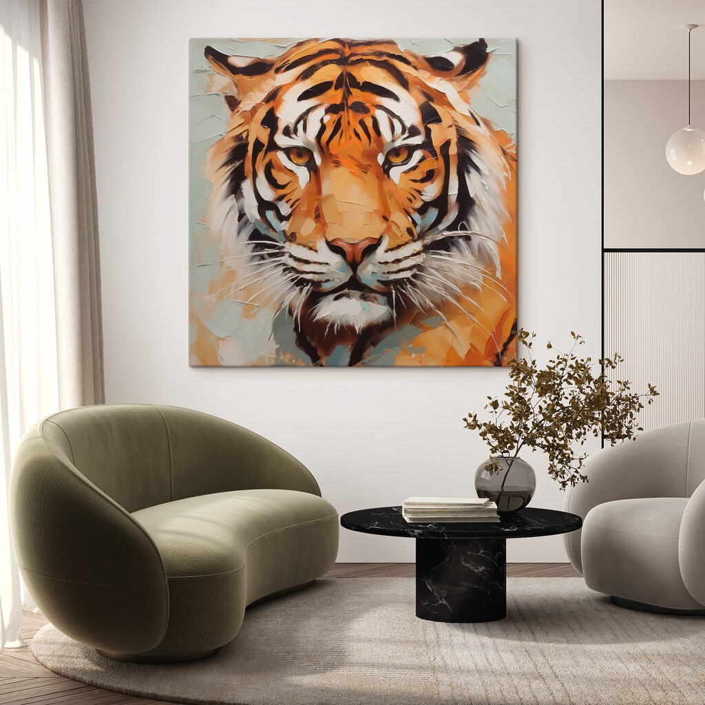 Tiger with a broken glass