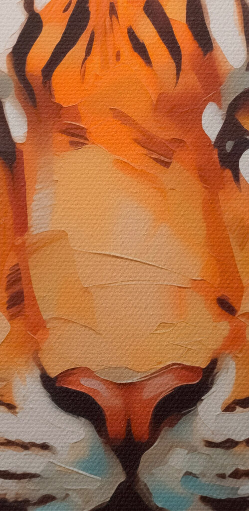 Tiger with a broken glass