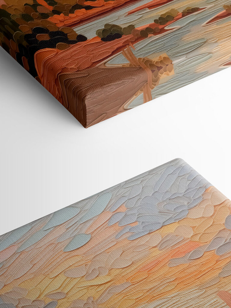 Painting of a river and trees Painting of a river and trees