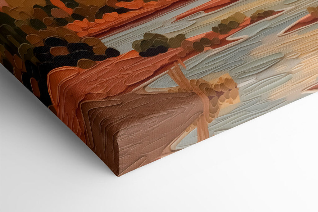 Painting of a river and trees Painting of a river and trees