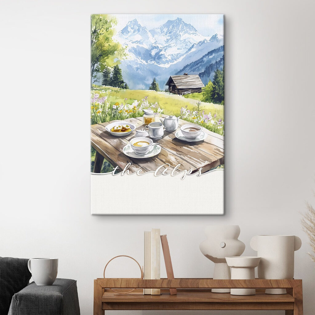 Table with food on it and a house in the background Table with food on it and a house in the background