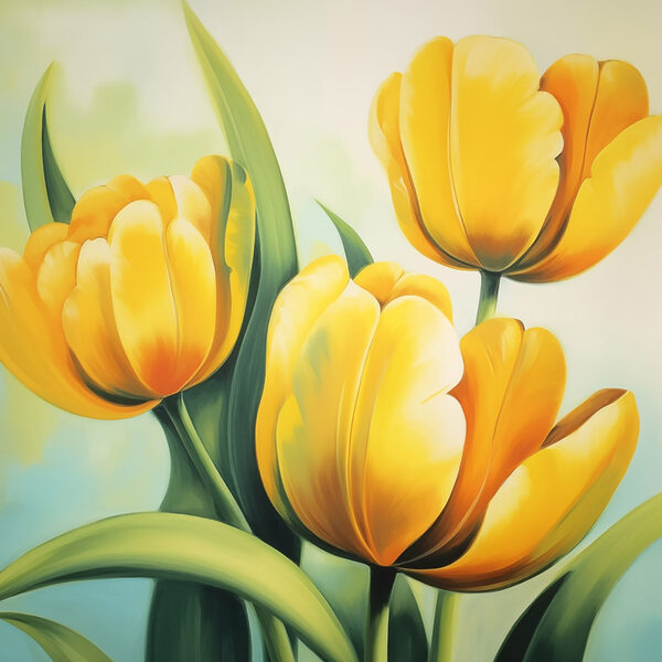 Painting of yellow tulips Painting of yellow tulips
