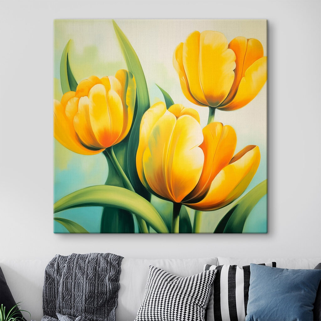Painting of yellow tulips Painting of yellow tulips