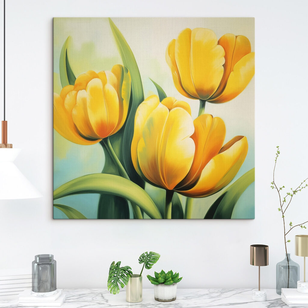 Painting of yellow tulips Painting of yellow tulips