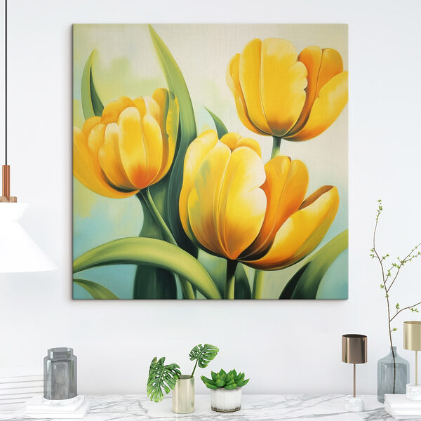 Painting of yellow tulips Painting of yellow tulips