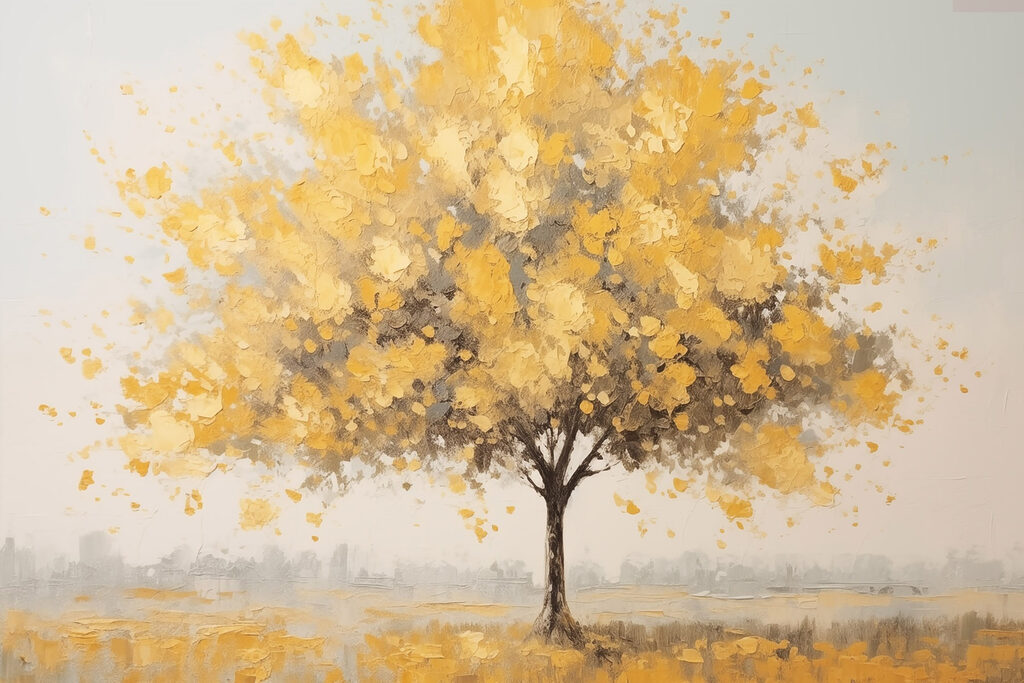 Painting of a tree with yellow leaves