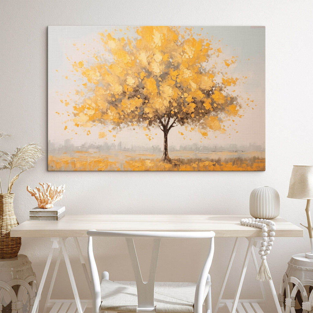 Painting of a tree with yellow leaves