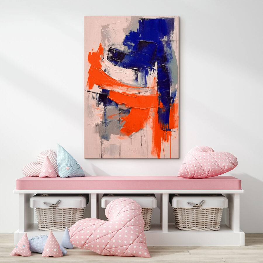 Painting of blue and orange paint Painting of blue and orange paint