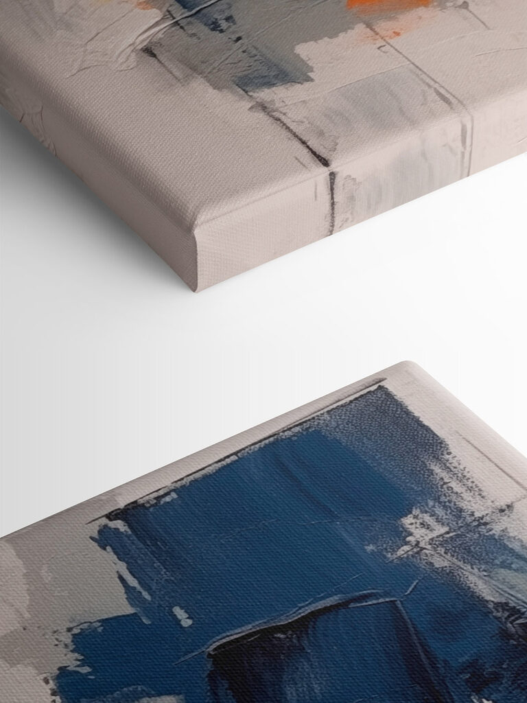 Painting of blue and orange paint