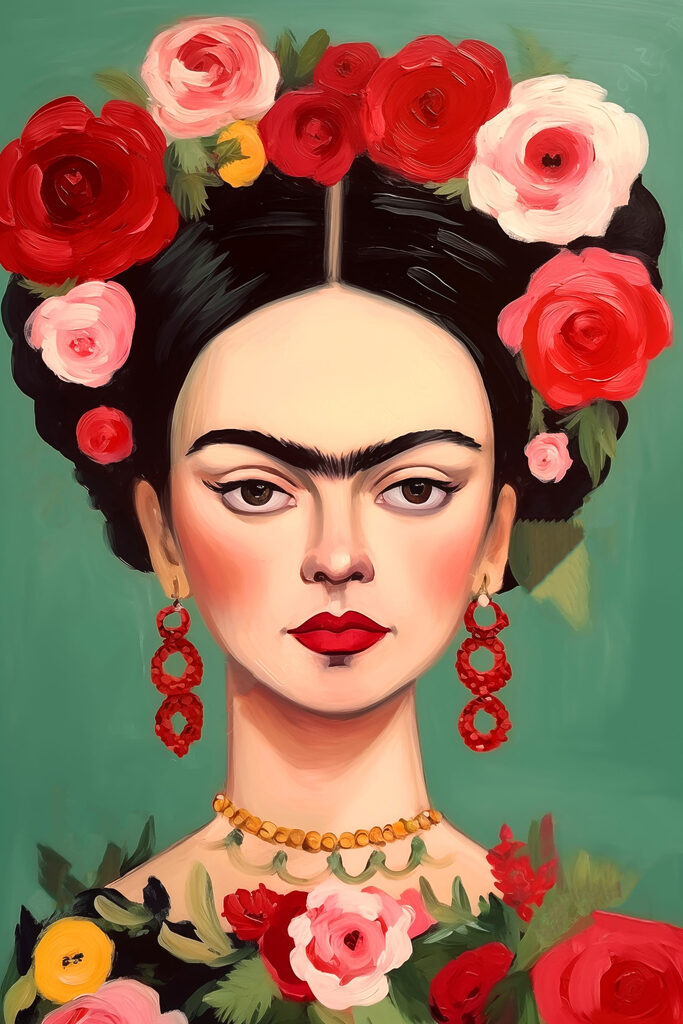 Painting of a woman with flowers in her hair