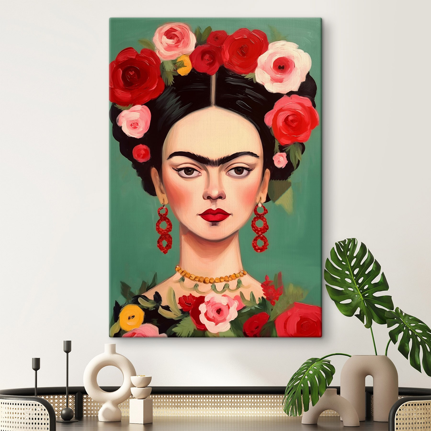 Painting of a woman with flowers in her hair