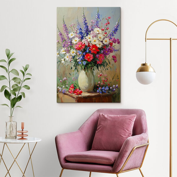 Painting of a vase of flowers Painting of a vase of flowers