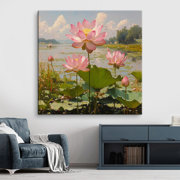Pink flowers on a lake Pink flowers on a lake