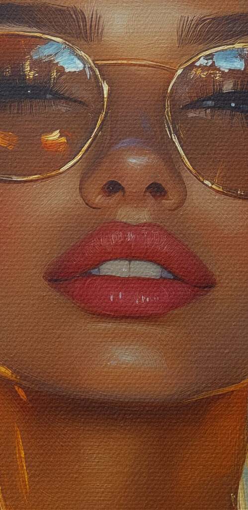 Woman with flowers in her hair and sunglasses