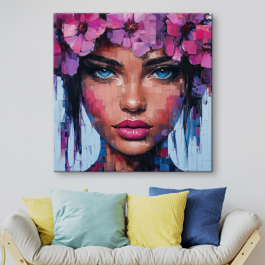 Painting of a woman with flowers in her hair Painting of a woman with flowers in her hair