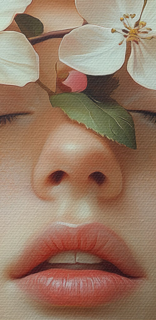 Woman with flowers on her face Woman with flowers on her face