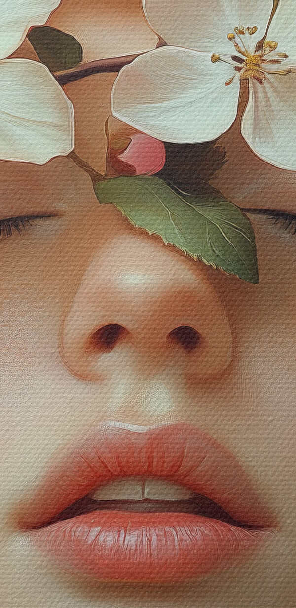 Woman with flowers on her face Woman with flowers on her face