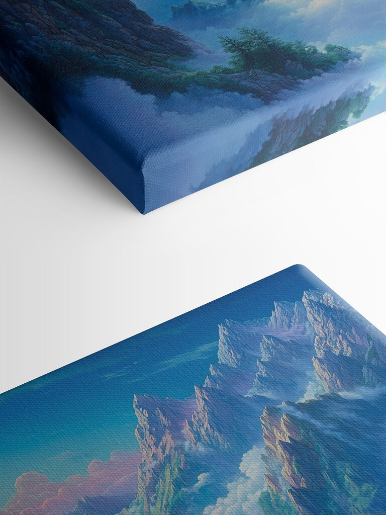 Mountain range with clouds and trees