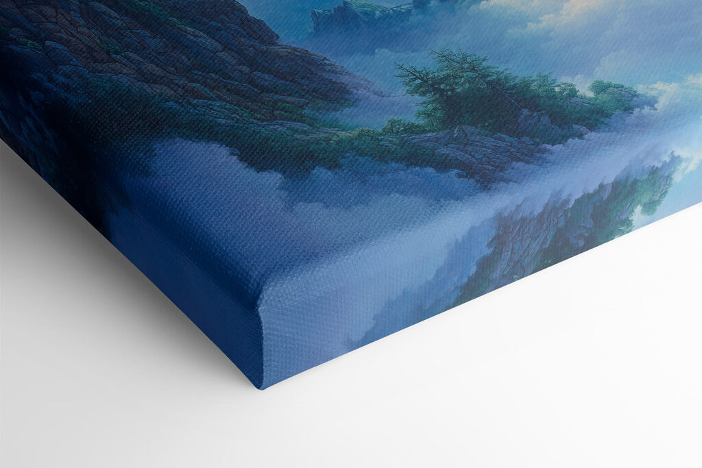 Mountain range with clouds and trees