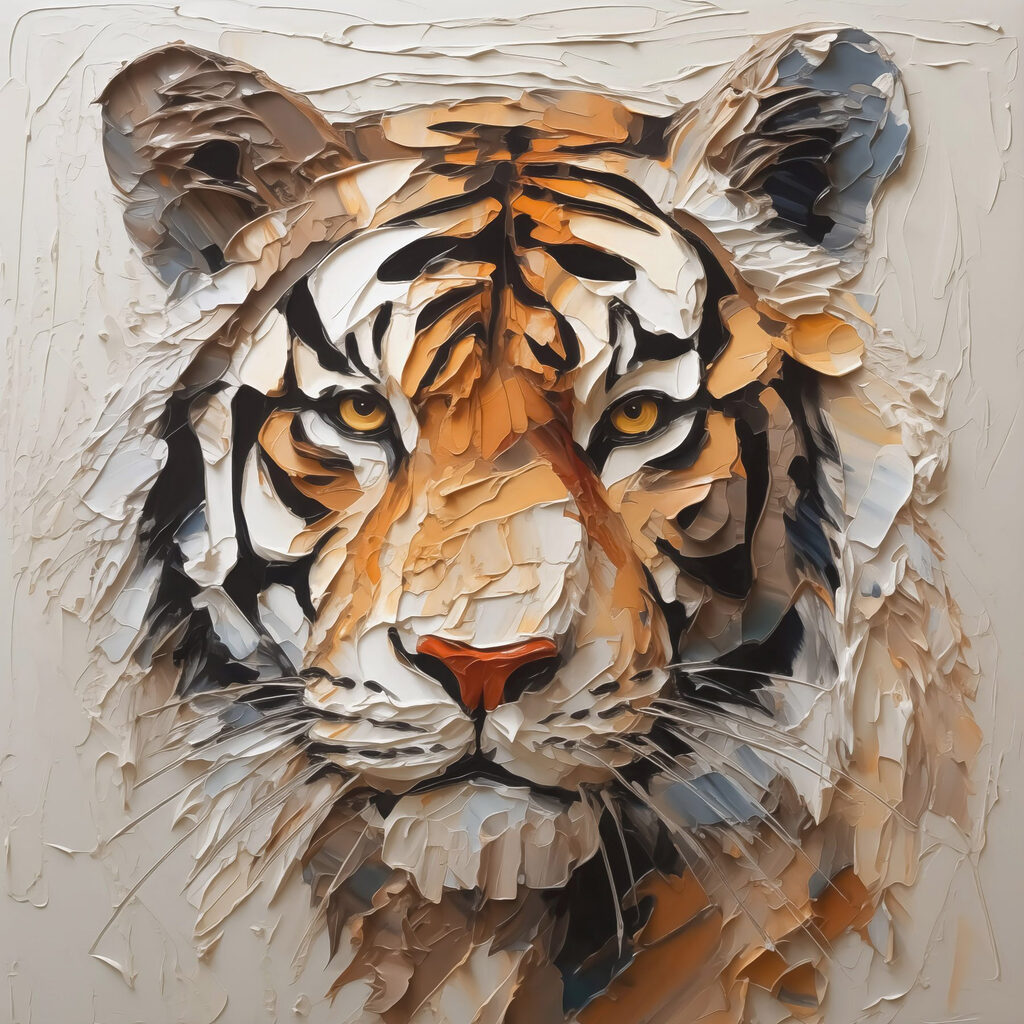 Tiger painted on a white surface
