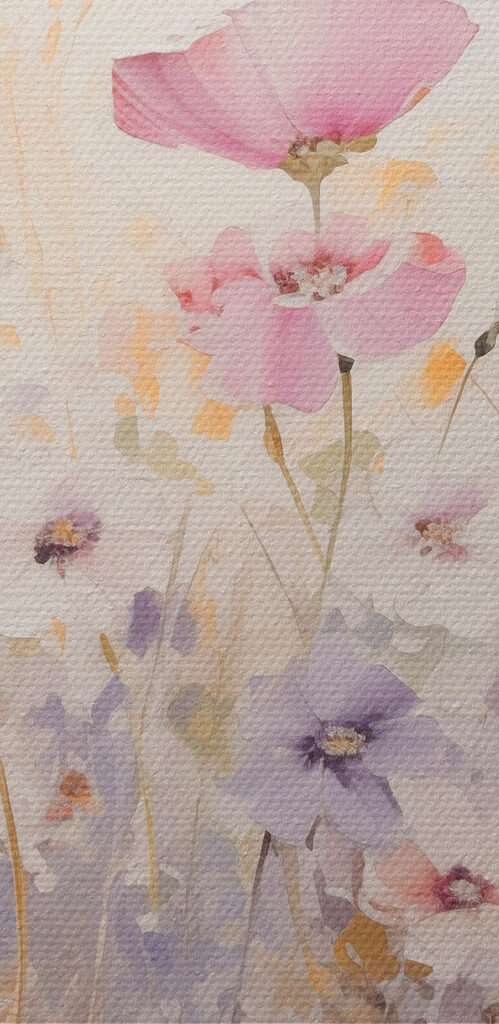 Painting of flowers in a field Painting of flowers in a field