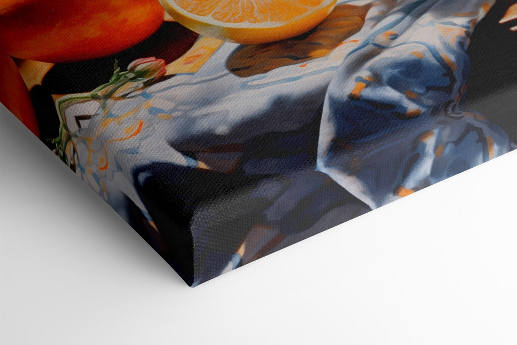 Still life with flowers and fruit